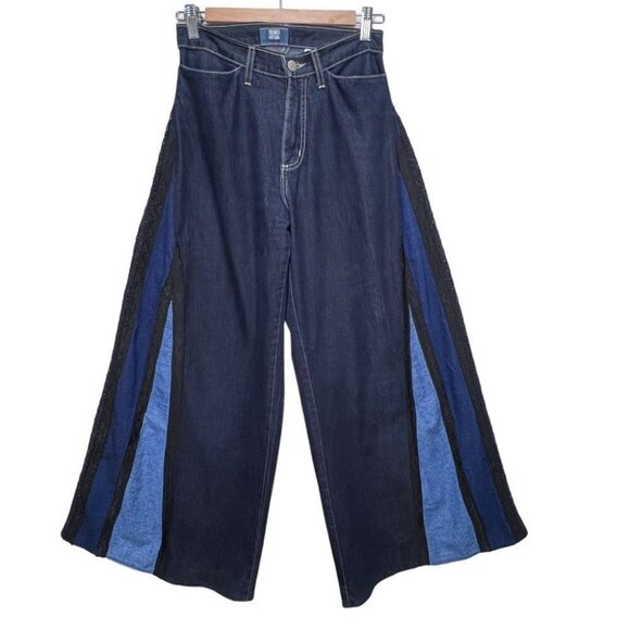 Vintage French Dressing Upcycled Bell Bottom Jeans Wide Leg Baggy 70s Style - Picture 2 of 16